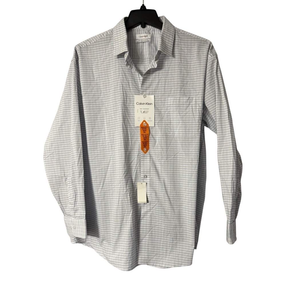 NWT Calvin Klein Mens Long Sleeve Tech Active Stretch Mens Button Shirt Size 2XL